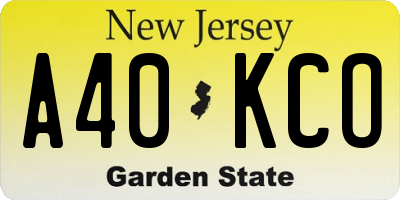 NJ license plate A40KCO