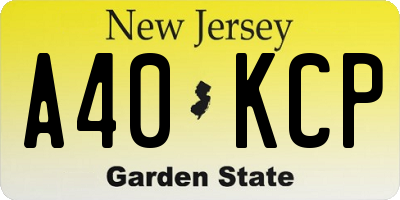 NJ license plate A40KCP