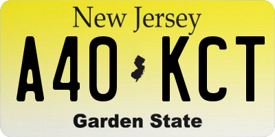 NJ license plate A40KCT