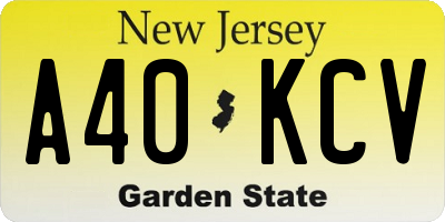 NJ license plate A40KCV