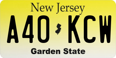 NJ license plate A40KCW