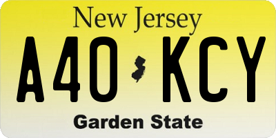 NJ license plate A40KCY