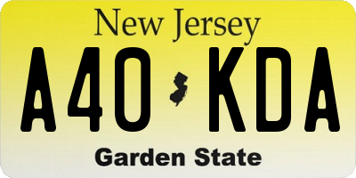 NJ license plate A40KDA