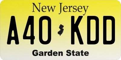 NJ license plate A40KDD