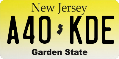 NJ license plate A40KDE
