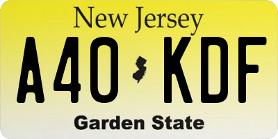 NJ license plate A40KDF