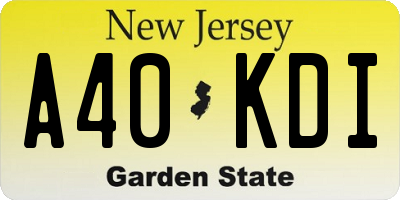 NJ license plate A40KDI