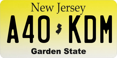 NJ license plate A40KDM