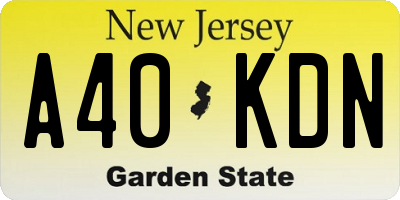 NJ license plate A40KDN