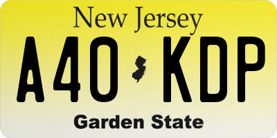 NJ license plate A40KDP