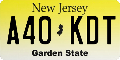 NJ license plate A40KDT
