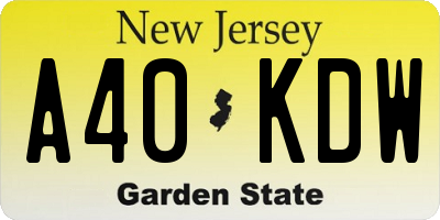 NJ license plate A40KDW