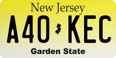 NJ license plate A40KEC