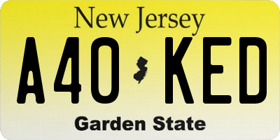 NJ license plate A40KED