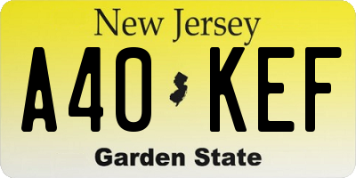 NJ license plate A40KEF