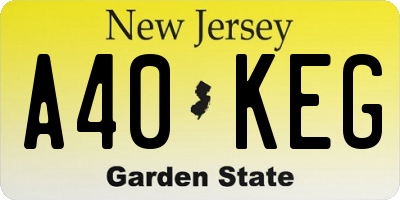 NJ license plate A40KEG