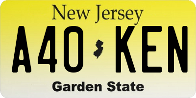 NJ license plate A40KEN