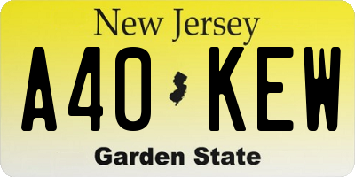 NJ license plate A40KEW