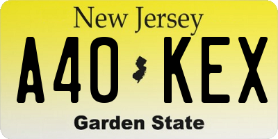 NJ license plate A40KEX