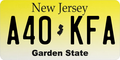 NJ license plate A40KFA