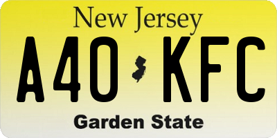 NJ license plate A40KFC