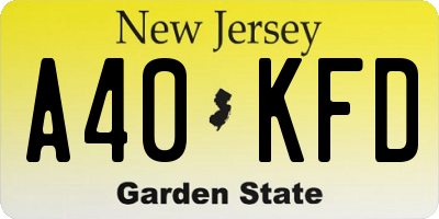 NJ license plate A40KFD