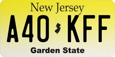 NJ license plate A40KFF