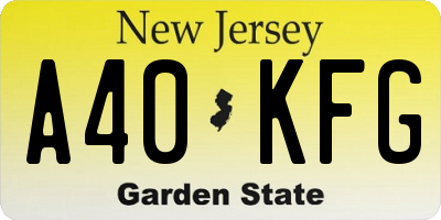 NJ license plate A40KFG