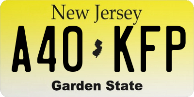 NJ license plate A40KFP