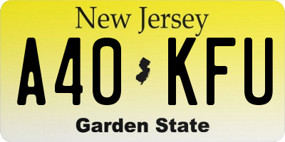 NJ license plate A40KFU