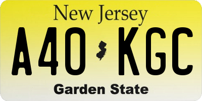 NJ license plate A40KGC