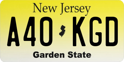 NJ license plate A40KGD