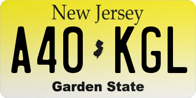 NJ license plate A40KGL