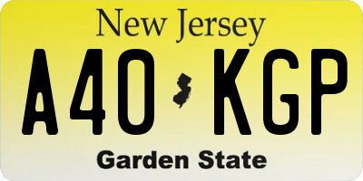 NJ license plate A40KGP