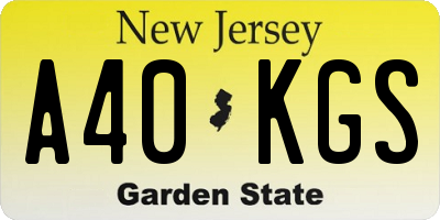 NJ license plate A40KGS
