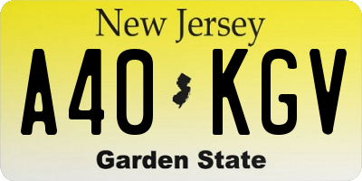 NJ license plate A40KGV