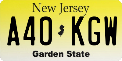 NJ license plate A40KGW