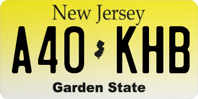 NJ license plate A40KHB