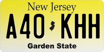 NJ license plate A40KHH