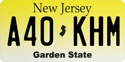 NJ license plate A40KHM