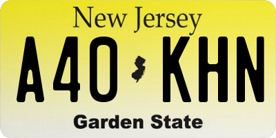 NJ license plate A40KHN