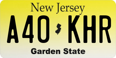 NJ license plate A40KHR