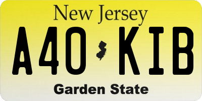 NJ license plate A40KIB