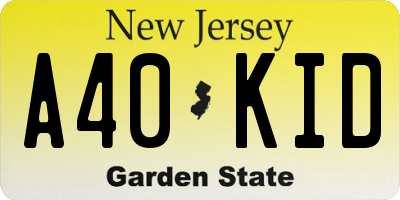 NJ license plate A40KID