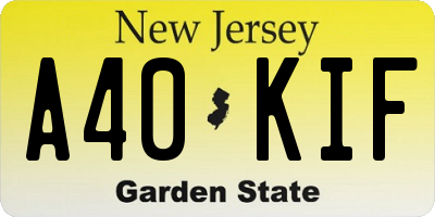 NJ license plate A40KIF
