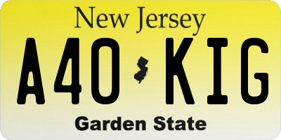 NJ license plate A40KIG