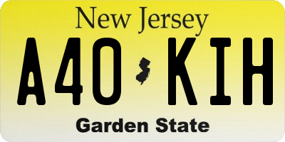 NJ license plate A40KIH