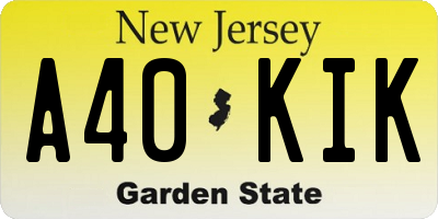 NJ license plate A40KIK