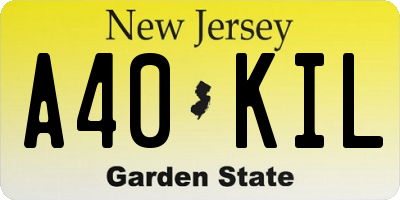 NJ license plate A40KIL
