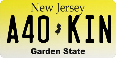 NJ license plate A40KIN